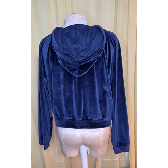 Victoria's Secret On Point Women's Blue Cropped Velvet Hoodie‎ Size XL - Picture 3 of 6